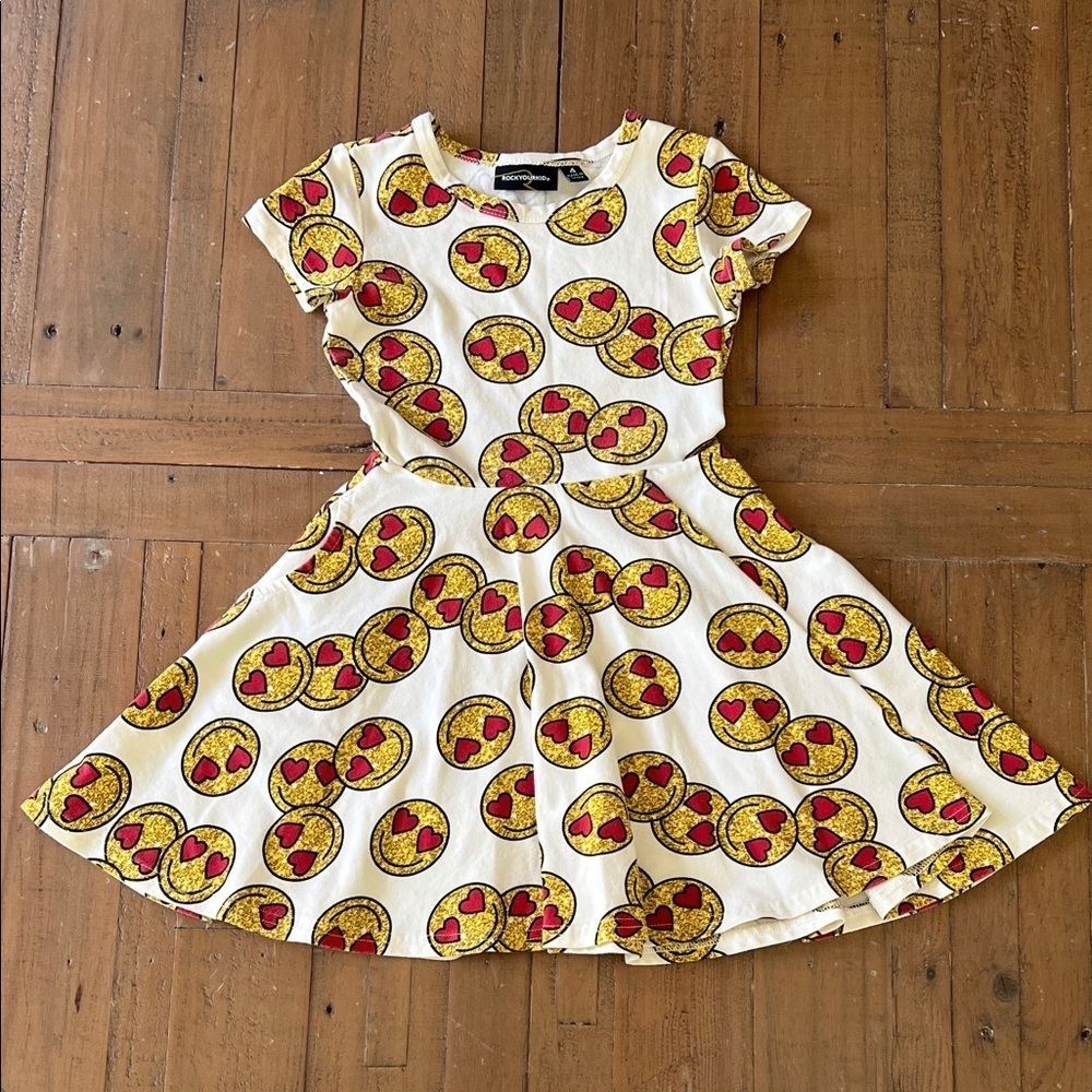 Rock your kid heart emoji fit and flare dress girls 4
